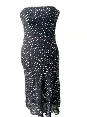 Vintage Molly NY Womens Polka Dot Strapless Maxi Dress